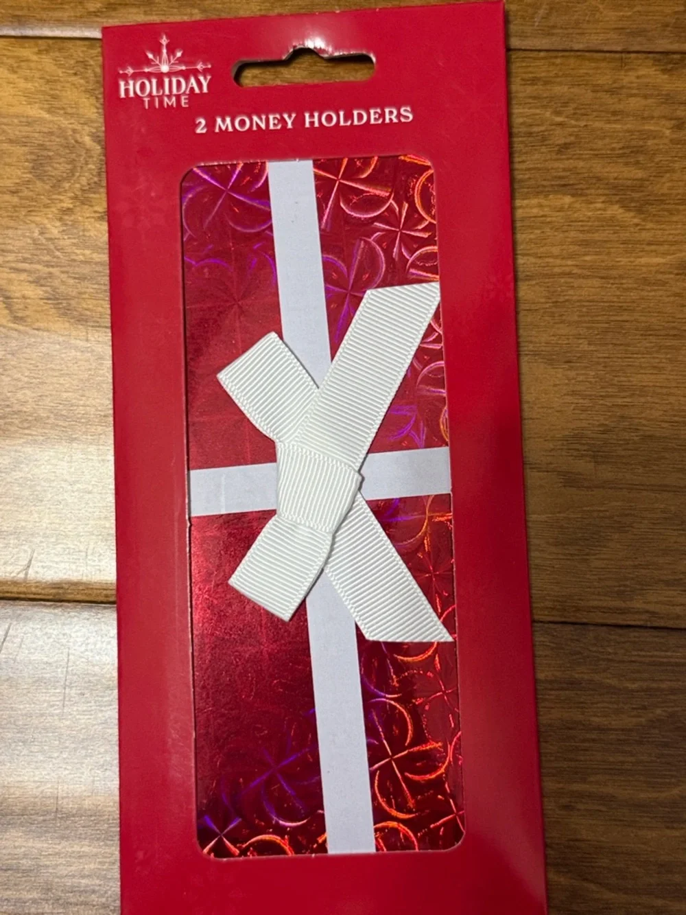 NWT Bundle of 4 Holiday Time Red and Gray Gift Money Holders with White Ribbon